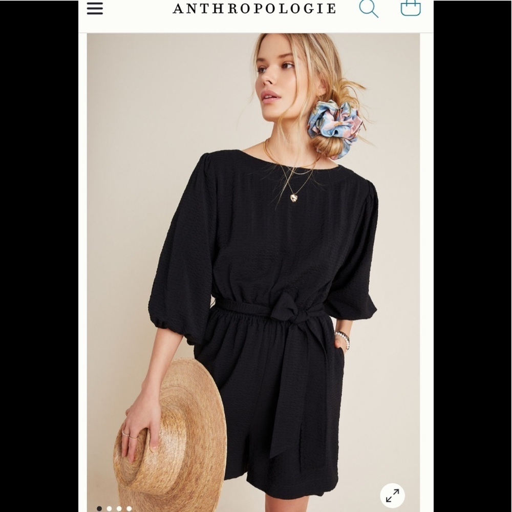 Anthropologie Francesca Balloon sleeved-romper xs